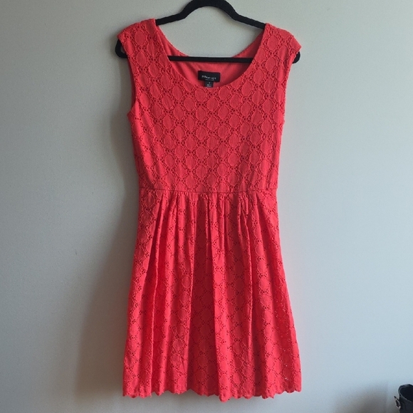 2/$20 Ronni Nicole - Vibrant Coral Eyelet Dress - Size 6 - Picture 1 of 5
